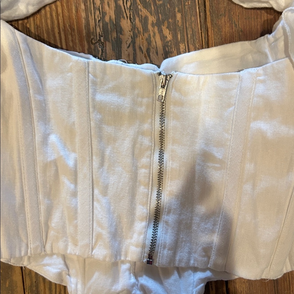Bardot Sigma Corset linen Women Top in White size M 100% linen - Picture 8 of 14